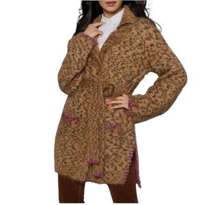 Lisa Todd Eyelash Animal-print Blanket Stitch Cardigan